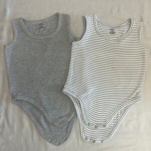 Touched by Nature - organic cotton Gray and White Sleeveless Bodysuit/onesies